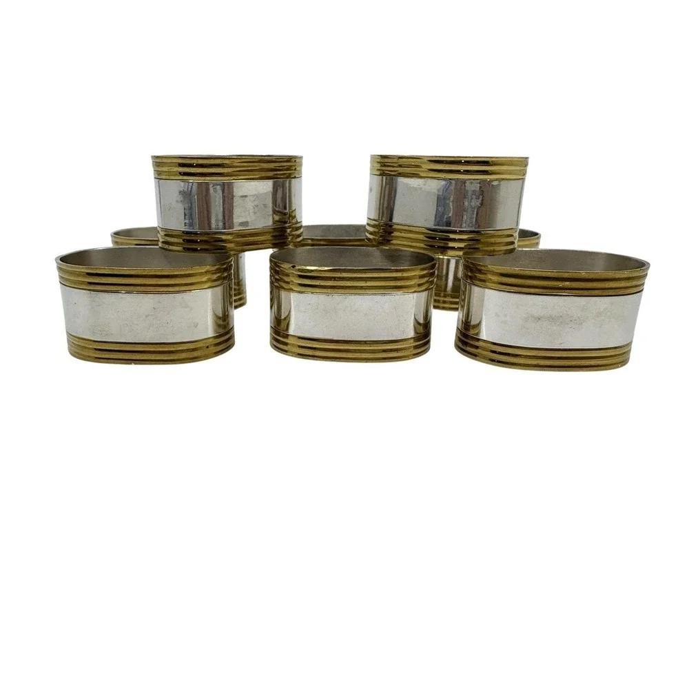 Napkin Rings Gold & Silver colored napkin rings modern set of 8‎